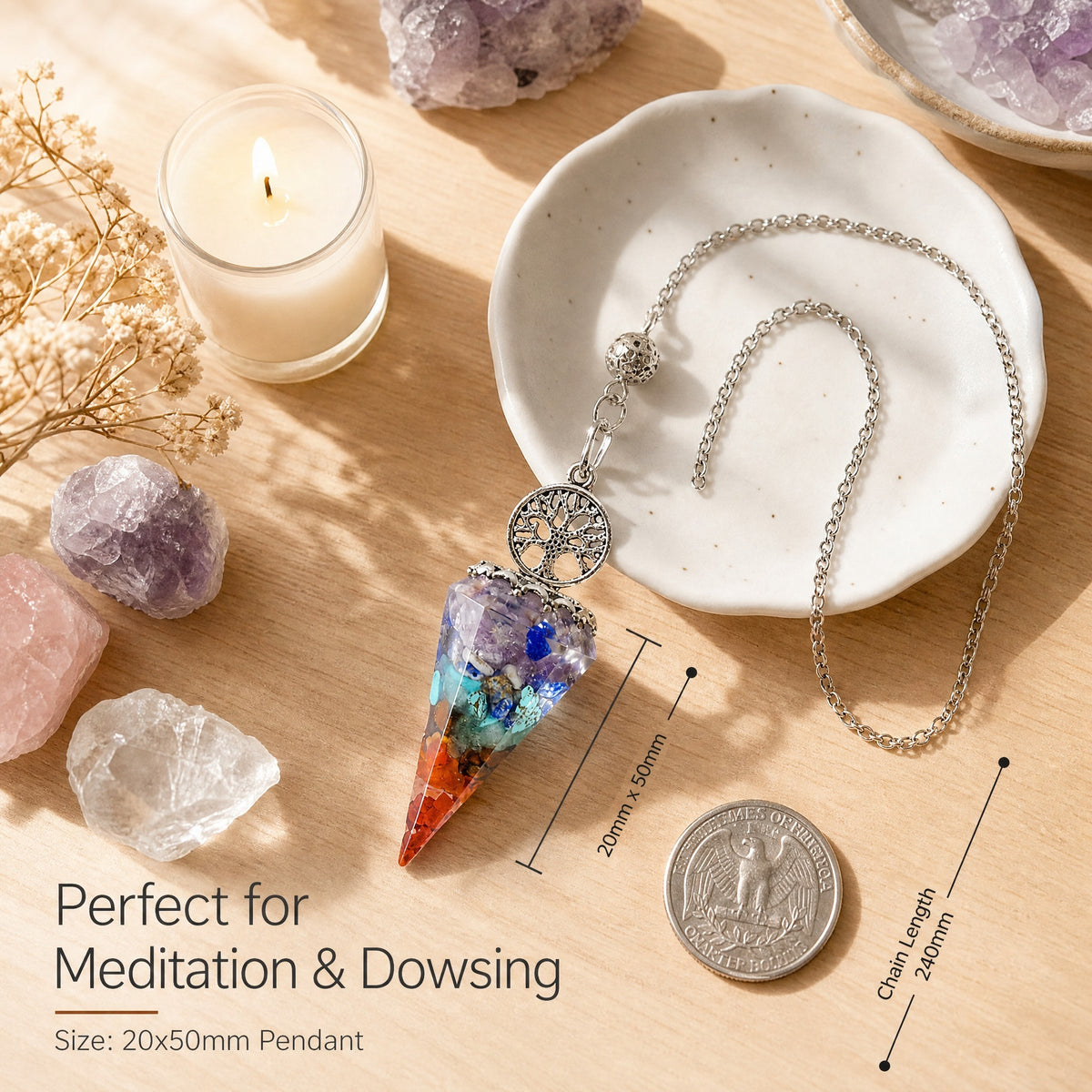 7-Chakra Crystal Pendulum