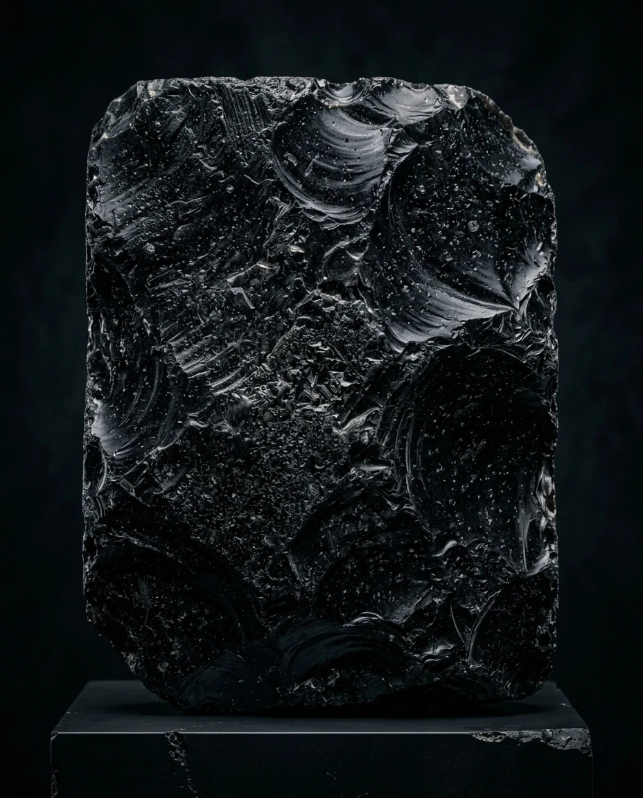 Obsidian plate detail - etched pattern close-up 1