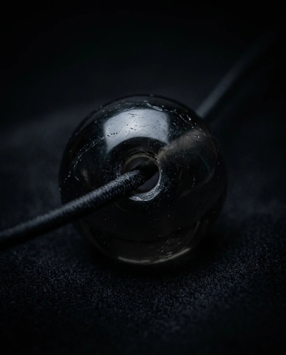 Pixiu bracelet detail - obsidian beads texture
