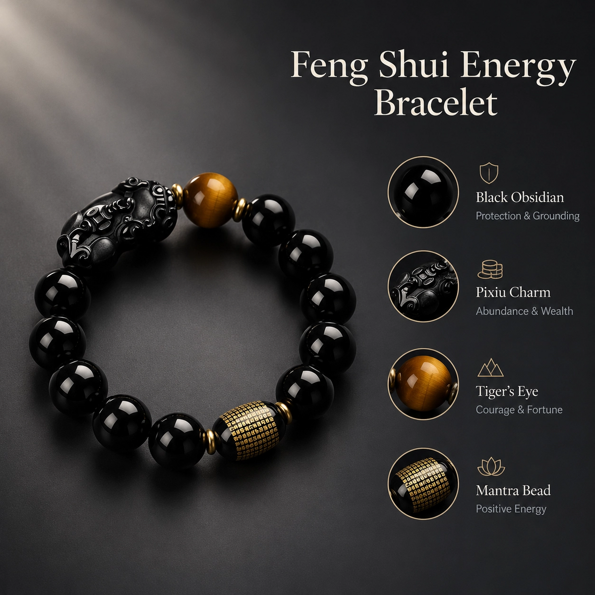 Obsidian Pixiu Bracelet