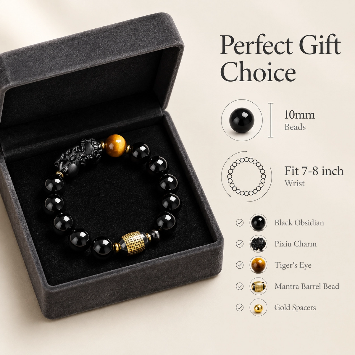 Obsidian Pixiu Bracelet