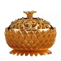 Hand-crafted lotus-shaped brass incense burner - main view
