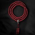 108 Cinnabar Mala beads necklace for traditional meditation - main view