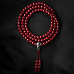108 Cinnabar Mala beads necklace for traditional meditation - main view