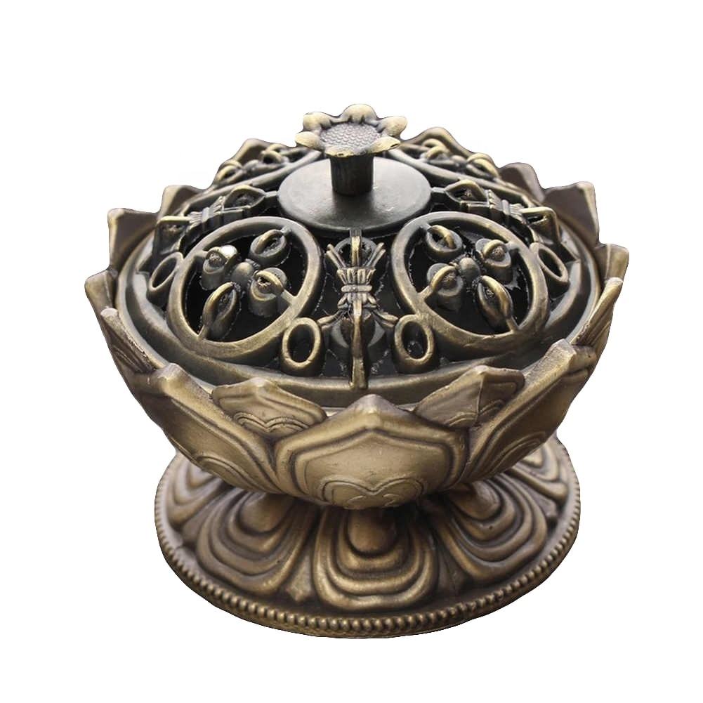 Lotus censer with incense smoke lifestyle scene